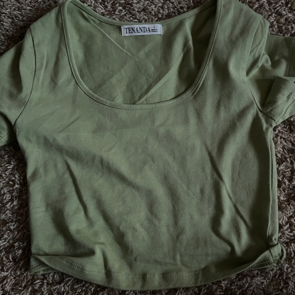 Olive green cropped top